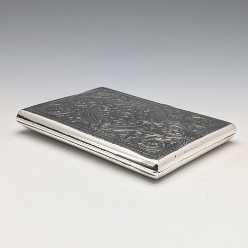 1898 British antique sterling silver double door card case 83g Charles Chesterman